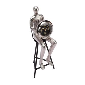 Horloge de bureau décorative artistique avec mouvement à quartz, fonction alarme et snooze, design traditionnel, statue homme, pour table ou bureau - Product Image 3