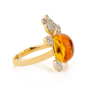 Unique Design Latest Handmade Women's Citrine & Diamond Teddy Bear <b>Cocktail</b> <b>Ring</b> Factory Custom Bulk Jewelry 18K Yellow <b>Gold</b> - Product Image 5