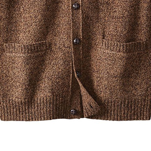 Women's <b>Brown</b> Knitted 100% Cotton Breathable <b>Cardigan</b> Long Sleeve V Neck Casual Solid Color Contrast Color Button Front Autumn - Product Image 3
