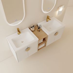 Tocador de baño de cierre suave de 60 pulgadas con fregadero y estantes de almacenamiento pequeños BVC06360GWH - Product Image 6