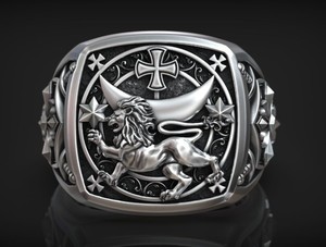 925 Sterling Silver Black Oxidized Lion Gothic <b>Statement</b> <b>Ring</b> - Product Image 1