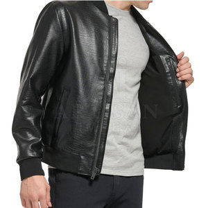Veste en cuir pour homme, design personnalisé, couleur unie, style streetwear, pour un look élégant - Product Image 5