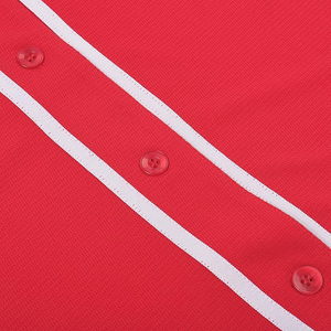 Camiseta de Béisbol Roja Brillante con Ribete Blanco, Uniforme Deportivo Personalizado para Equipo, con Botones y Cuello en V - Product Image 5