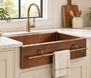 Fregadero de cocina de latón hecho a mano con borde de latón, barra para toallas, delantal frontal, lavabo cuadrado, estilo italiano, lujo personalizado, estilo rústico. - Product Image 2