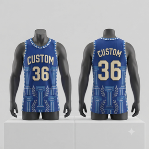 Maillot de basket personnalisé pour homme, sans manches, imprimé par sublimation, motif géométrique, polyester respirant, vêtements de sport pour adultes - Product Image 1