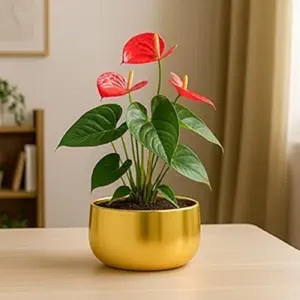 Moderno Centro de Mesa Decorativo, Florero Hecho a Mano con Acabado de Cobre Martillado, Decoración para el Hogar y Bodas de Aluminio - Product Image 6