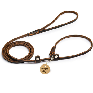 Wholesale Custom Color Leather Dog Leash Solid Pattern Walking <b>Training</b> Lowest Price Leather Dog Leash - Product Image 1