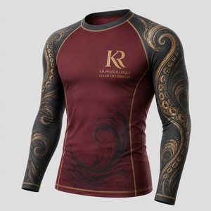 Chemise Rash Guard à manches longues pour homme Khawaja Rafique Ullah Enterprises, imprimé pieuvre noir, séchage rapide, en spandex et polyester, personnalisable - Product Image 3