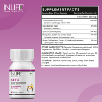 Cápsulas Keto INLIFE, 90 Unidades Vegetarianas a Base de Extractos Herbales, Certificadas por GMP, en Botella para Uso Diario en Adultos