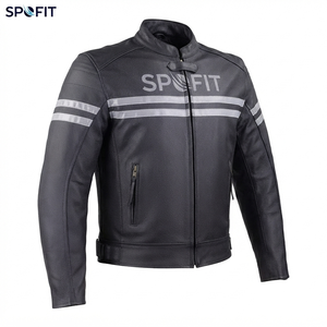 Blouson de moto en peau de mouton pour homme, hiver, épais, chaud, décontracté, vintage, col montant, fermeture éclair, logo personnalisé - Product Image 3