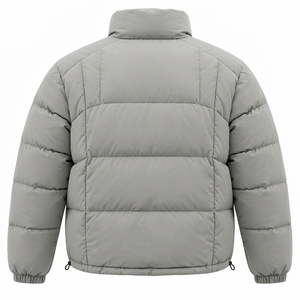 Men's <b>Light</b> Grey <b>Puffer</b> <b>Jacket</b> Lightweight Quilted Stand Collar Zip Up Winter <b>Jacket</b> Casual Outdoor Streetwear Custom Apparel - Product Image 4