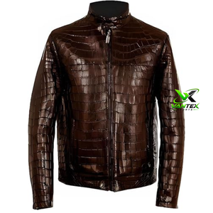 เสื้อแจ็คเก็ตมอเตอร์ไซค์ฤดูหนาวสำหรับผู้ชาย VANTEX SPORTS สีน้ำตาล ลายหนังจระเข้ ผ้าแคนวาสระบายอากาศ ซับในขนแกะ คอตั้ง - Product Image 6