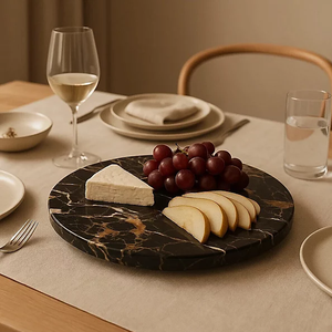 Venta al por mayor de mesa giratoria de mármol de color negro, diseño de alta gama, mesa giratoria para comedor, más vendida. - Product Image 1