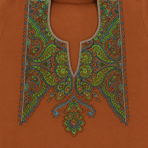 Kurti Kashmiri color marrón óxido con bordado multicolor en papel, compre directamente del proveedor - Product Image 6