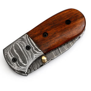 มีดพับใบมีดเหล็กดามัสกัสเกรดอุตสาหกรรมคุณภาพสูง งานแฮนด์เมด ด้ามไม้โรสวูด ดีไซน์ใหม่ มีดพกพา EDC - Product Image 6