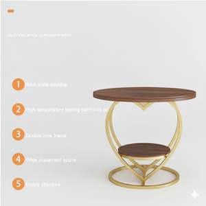 โต๊ะข้างรูปหัวใจ โครงโลหะ โต๊ะข้างแบบดั้งเดิม เป็นมิตรกับสิ่งแวดล้อม ทนทาน ไม้เอ็นจิเนียร์ลายหินอ่อน เฟอร์นิเจอร์ห้องนั่งเล่น - Product Image 6