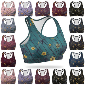Whole Sale Fitness Apparel Sublimation Polyester Sports <b>Bra</b> Yoga Gym Racerback Workout Crop Top Breathable Activewear Sports <b>Bra</b> - Product Image 1