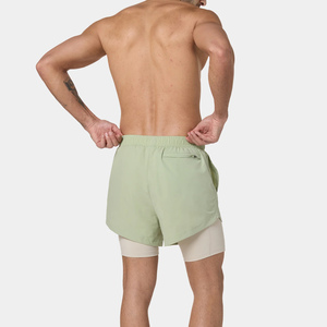 Shorts de course 2-en-1 marron pour homme, séchage rapide, légers, respirants, extensibles avec doublure intérieure, coupe classique - Product Image 6