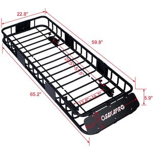 Canasta Portaequipajes de Acero Negro de 64 Pulgadas para Techo, Soporte de Montaje Superior para Portaequipajes de Coche - Product Image 3