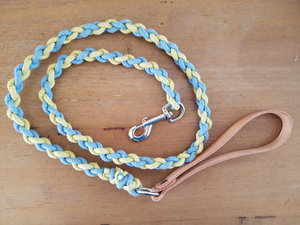 Classic Striped Cotton Rope <b>Dog</b> <b>Leash</b> with Leather Handle and Brass Clasp Durable Pet Accessory - Product Image 4