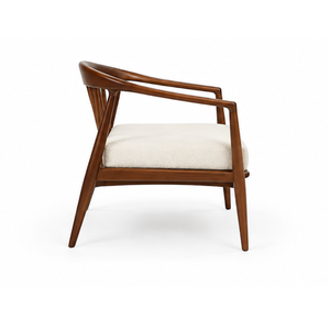 Sillón de Exterior Moderno de Madera de Teca Sólida con Cojín Redondo para Piscina, Patio, Jardín, Villa, Resort, Hotel - Product Image 3