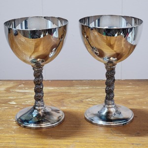 Wholesale Customizable Round Long Stem Wine <b>Glass</b> Set of 2 Wedding Barware Handmade Vintage Metal <b>Goblets</b> - Product Image 6