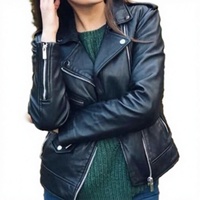 BS International NA196 Veste de motard en cuir de vache véritable et toile, col mandarin, fermeture éclair, unisexe, imperméable