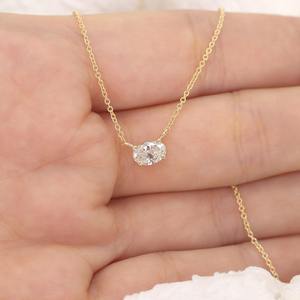 Brillante colgante de diamante ovalado cultivado en laboratorio, certificado por IGI, en oro amarillo, oro rosa, oro blanco o plata, con piedra de color D, E, F, claridad VVS o VS. - Product Image 2