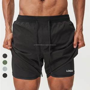 Pantalones cortos de entrenamiento atléticos con cordón para hombre, transpirables, ligeros, para senderismo, gimnasio, pantalones cortos deportivos activos de secado rápido - Product Image 1