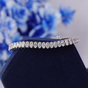 Bracelet tennis ovale en diamants de laboratoire 12 TCW pour femmes, bracelet en or blanc 14 carats, diamants certifiés E-F/VVS-VS - Product Image 4