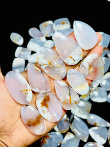 Vente en gros de cabochons d'opale dendritique naturelle, pierres précieuses de haute qualité, blanc et noir mélangés, formes variées pour la fabrication de bijoux pour femmes - Product Image 2