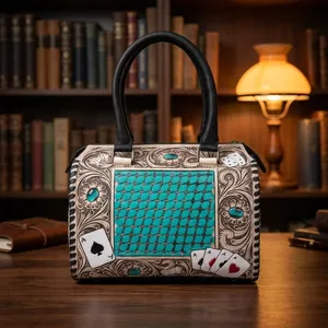 Vegan Leather Vintage Style Women's Hand Bag Cards Design Chains Decoration Two Straps Leather <b>Handbag</b> - Product Image 6