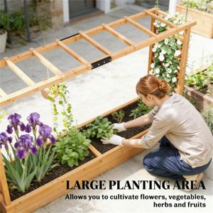 Jardinière en bois avec treillis de plantation et accessoire de jardinage - Product Image 2