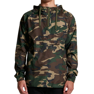 Veste coupe-vent camouflage imperméable personnalisée pour homme, anorak à demi-zip, pull-over imperméable avec poche kangourou pour la randonnée en plein air - Product Image 3