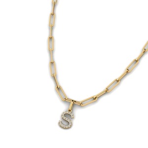 Colgante de Plata 925 con Letra S y Moissanita, con Cristales de Estrás Engastados, Cadena con Colgante, Unisex, Clásico, Regalo - Product Image 2
