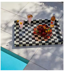 Plateau rectangulaire en résine fait main, durable et classique, avec incrustations, sensation de luxe pour tables basses de salon modernes, élégant pour le service à la salle à manger - Product Image 2