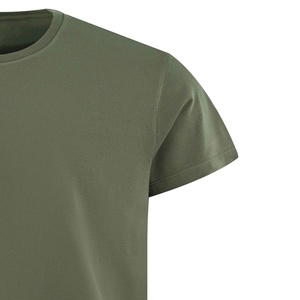 Men's <b>Olive</b> <b>Green</b> Short Sleeve O-Neck Casual <b>T</b>-<b>Shirt</b> Regular Fit 100% Cotton Solid Color Jersey Knitted Breathable Plain Dyed - Product Image 4