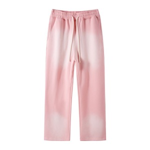 Pantalones Unisex Vintage Lavados en Rosa Bebé, Sin Elástico, con Franja Lateral en Contraste, Transpirables, 100% Algodón, de Pierna Ancha, Efecto Desgastado por el Sol, Talla Grande - Product Image 1