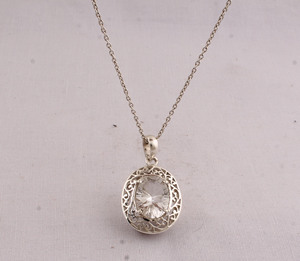 Colgante Vintage de Plata de Ley 925 con Cristal de Cuarzo y Engaste de Bisel, Piedra Preciosa Natural, Hecho a Mano, Estilo Antiguo, 18 Pulgadas, Venta al por Mayor - Product Image 6