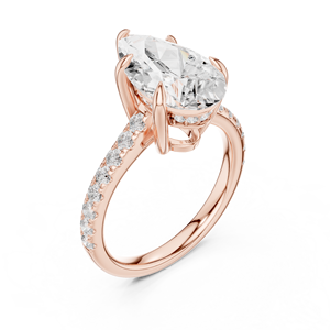 Rose Gold Pear Cut Lab Grown Diamond Engagement <b>Ring</b> with Hidden Halo <b>Split</b> Shank Bridal <b>Ring</b> - Product Image 3
