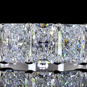 Bague de fiançailles classique à cinq pierres en diamant radiant cultivé en laboratoire, en or 10K/14K/18K et argent 925/935 - Product Image 2