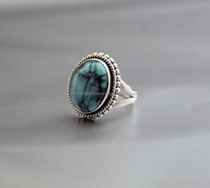 Bague de mariage pour femme en argent sterling 925, pierre turquoise ovale, style classique, fabrication artisanale, bijoux de déclaration, vente en gros - Product Image 2