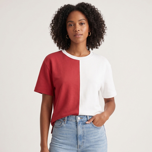 T-shirts à col rond OEM pour femmes, manches courtes, crop top en molleton français, style streetwear, 100% coton, vêtements printemps-été, tee-shirt en molleton français - Product Image 1