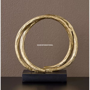 Escultura Metálica Abstracta de Lujo en Dorado, Objeto Decorativo de Mesa con Base de Mármol Blanco para Decoración del Hogar y Sala de Estar - Product Image 6