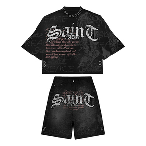 Men's <b>Gothic</b> Printed T-<b>Shirt</b> And Shorts Set Summer Casual Crew Neck Knitted Polyester Outfit Just For Men's - Product Image 3