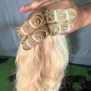 Extensions de cheveux synthétiques tressés au crochet, ondulations profondes, blond ombré, résistantes à la chaleur, effet vague d'eau, en vrac - Product Image 6