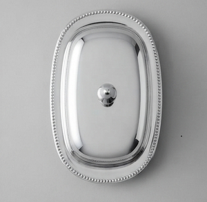 Beurrier artisanal en argent sterling et acier inoxydable avec couvercle, vaisselle classique en métal poli pour la cuisine et les fêtes - Product Image 3