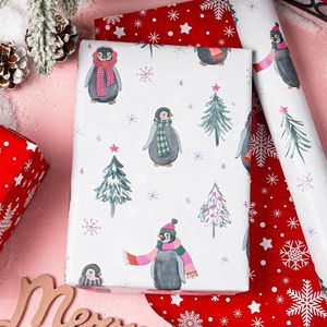 Rotolo di Carta da Regalo Reversibile Natalizia con Design Metallizzato di Ballerina, Fiocchi di Neve e Pois Rossi, Accessori per le Festività - Product Image 2