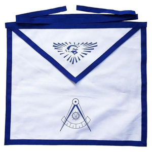 Insignia Masónica Personalizada de Cuero Bordada a Mano con Luces LED Intermitentes, Cuentas y Imán, Parche Azul y Blanco para Promoción - Product Image 1
