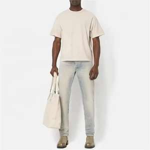 เสื้อยืดทรงบ็อกซ์แบบครอปสำหรับผู้ชาย เนื้อผ้าหนา ทรงโอเวอร์ไซส์ เสื้อยืดทรงบ็อกซ์แบบครอปสำหรับผู้ชาย - Product Image 4